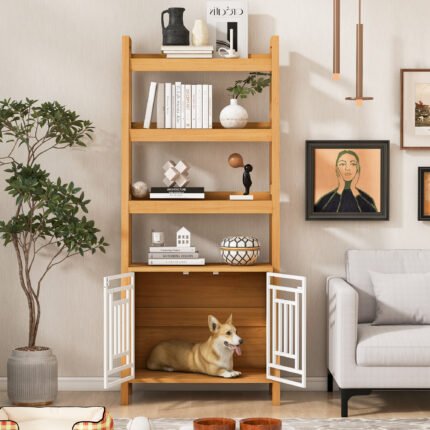Furniture Style 2 IN 1 PET FRIENDLY Dog Crate Ladder Bookcase Pet Friendly Furniture